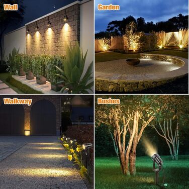 NIORSUN Garden Lighting LED, Warm White 3000K LED Spotlights, IP67 Waterproof Garden Spotlights, 23 m 27 V Garden Lights with Adapter, Outdoor Garden Lamps for Garden, Yard, Trees (6-Pack)