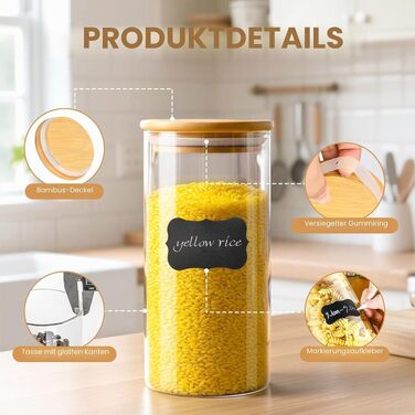 Набір герметичних скляних банок для зберігання продуктів з кришками, 8 шт (450мл, 650мл, 950мл, 1350мл), штабелювані контейнери