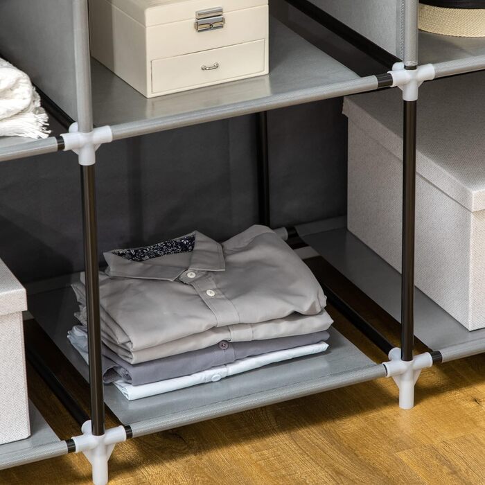 HOMCOM Closet Fabric Wardrobe with Drawers, Clothes Rail and Zipper, Fabric Clothes Storage Unit Folding Wardrobe for Bedroom, Dressing Room, 102 x 42.5 x 162.5 cm, (Dark Grey, 125L x 43W x 162.5H cm)