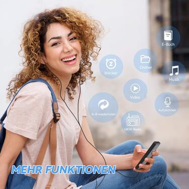 MP3-плеєр AGPTEK 32GB зі спікером, 70 годин роботи від акумулятора, 1.8