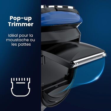 Електричний верстат для гоління SweetLF [2023 Neu] для чоловіків з 3D-поворотною головкою, LED-дисплеєм, IPX7 водонепроникністю та зарядним пристроєм (3 леза + 1 швидка зарядка, чорно-синій)