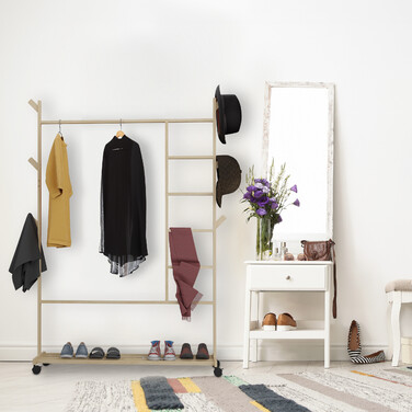 Relaxdays Bamboo Rolling Clothes Rack