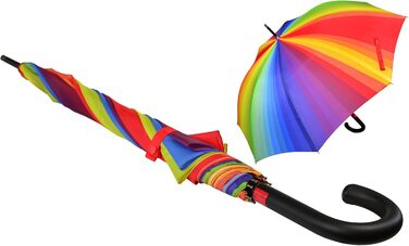 iX-brella Fiberglass Automatic Umbrella with Color-Changing Wetprint - Raindrops (Rainbow)