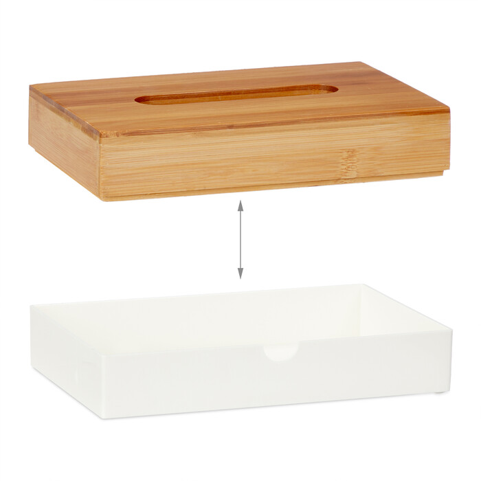 Relaxdays White Towel Box with Bamboo Lid