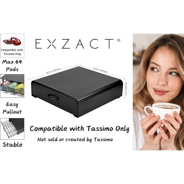EXZACT Підставка для капсул Tassimo - органайзер для 64 капсул кави, зручний тримач | Підходить для Tassimo