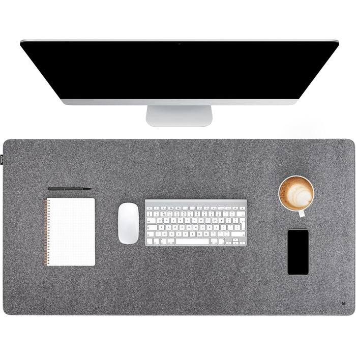 Підкладка під стіл з фетру FORMGUT, 90x30 см, сірий колір - килимок для ноутбука, XXL мишка, захист столу