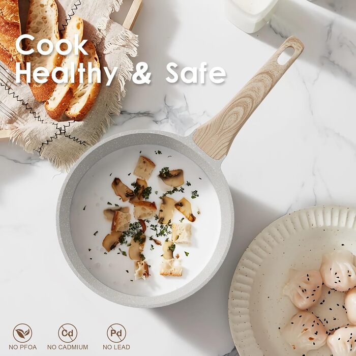 Набір посуду RIOVARM: сковороди з антипригарним покриттям (18см, 20см, 24см) та каструля з кришкою, без PFOA