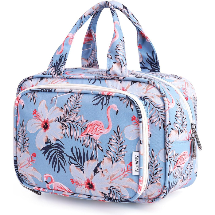 Косметичка для жінок велика, культиваторський мішечок, велика сумка для косметики, чоловіча сумка для туалету, велика сумка для макіяжу (Бежевий фламінго) (Y-aqua Flamingo)