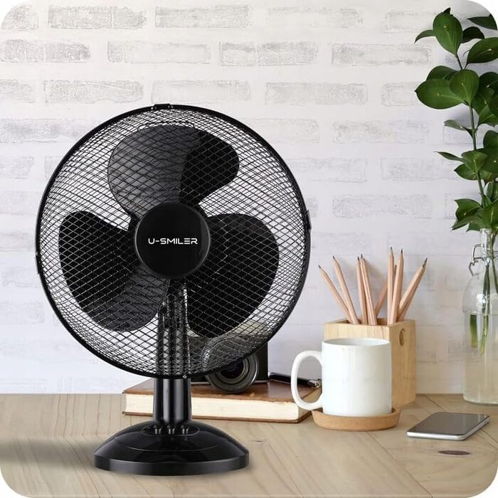 Настільний вентилятор тихий 20W, діаметр 28 см, з осциляцією, 2 швидкості, регульована висота, для спальні/офісу, підлоговий, альтернатива кондиціонеру