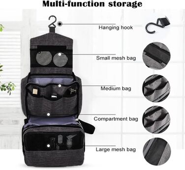 Чоловіча сумка-органайзер для туалетних аксесуарів, чорна. Складана водонепроникна дорожня сумка-органайзер з гачком