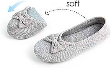 Жіночі та дівчачі балетки-халапи з бантиком, теплі та зручні домашні тапочки для дому, офісу, спальні. Розмір 39/40 EU, сірий колір.