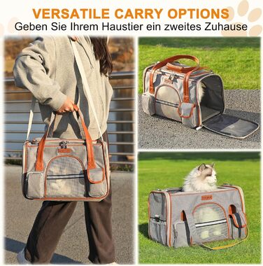 Транспортна сумка для котів та собак до 7 кг Demigreat, дихаюча переноска для середніх та маленьких котів та собак, сіра, 42x22x25 см