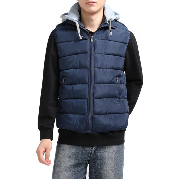 Чоловіча степкова жилетка YOUTHUP з капюшоном, тепла зимова жилетка для активного відпочинку, спортивна жилетка (XXL, Синій)