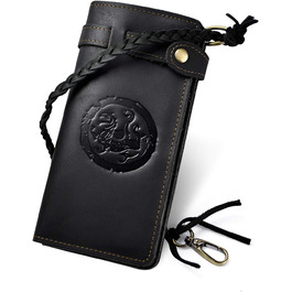 Le'aokuu Men's Genuine Leather Wallet Organizer Double Checkbook Wallet Pattern Business Money Clip 3377