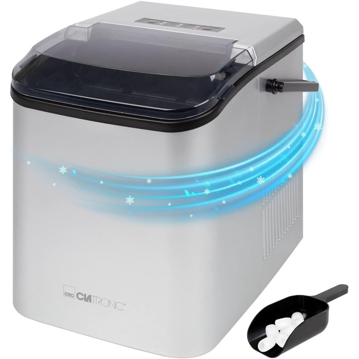 Машина для приготування льоду Clatronic EWB 3785 Silver | Швидке приготування, самоочищення, 1.5 л резервуар | 12 кг/24 год