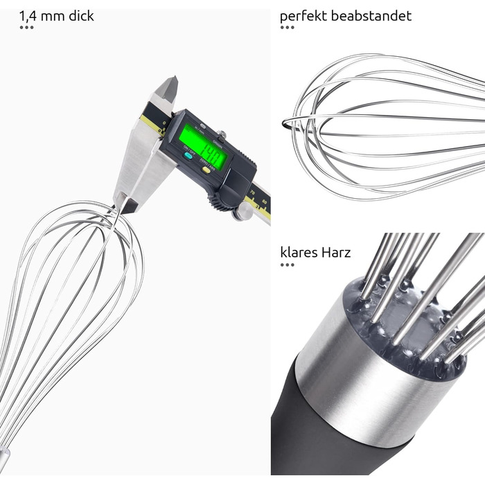 Міксер кухонний U-Taste зі сталі 18/10, 30 см, 12 гнучких дротів, силіконовий грип, для тіста та соусів