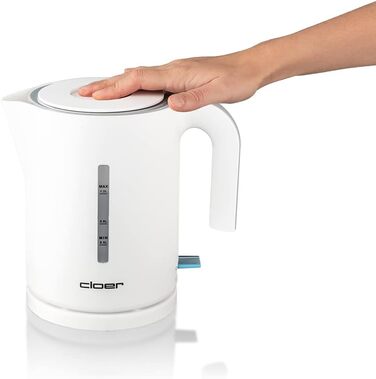Електричний чайник Cloer 4111, 1.7 л, білий, 2200 Вт, з індикатором рівня води, захист від сухого кипіння та перегріву