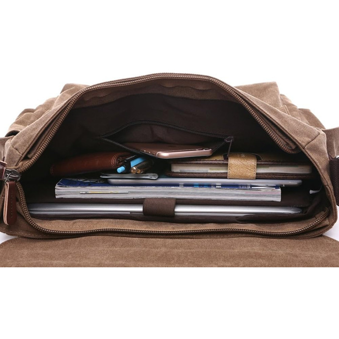 Чоловіча нагрудна сумка OSMIE 16 л, канвас, для ноутбука, сумка-месенджер чорна (L, L-кавовий)