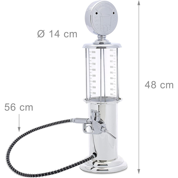 Relaxdays Drink Dispenser for Alcoholic Beverages, 2 Pack, Beer, Juice, Water, Fun, Made of Plastic and Silicone, 900 ml, Chrome-plated (14.0 x 14.0 x 48.0 cm)