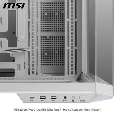 Корпус ПК MSI MAG PANO 100L PZ WHITE ATX з підтримкою GPU-стійкою, індикатором рівня заповнення, фільтрами від пилу та USB Type-C (20Gbps)