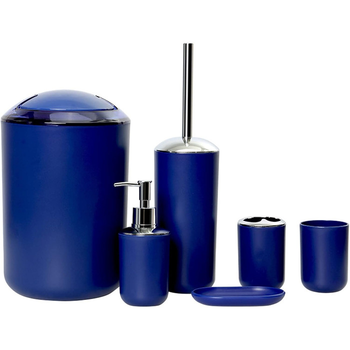 Набір аксесуарів для ванної кімнати Icegrey: 6 предметів, сучасний дизайн, колір Navy Blue (темно-синій)