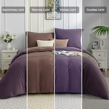Бетліст JELLYMONI 135x200 з бавовни, комплект, Oeko-Tex, 100% бавовна, з блискавкою та наволочка 40x80 з клапаном, м'який, 2-кільний, 135x200 + 40x80 (фіолетовий)