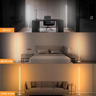 LED торшер Hzitcigm для вітальні та спальні, з пультом дистанційного керування, 147 см, 2 шт. (сріблястий)