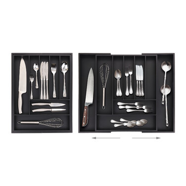 Relaxdays Extendable Bamboo Cutlery Box