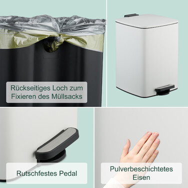 Relaxdays Kitchen Trash Can 20 Liter with Trash Bags