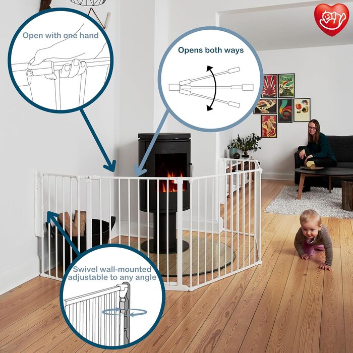 BabyDan Flex XXL: захисне бар'єр для каміну/сходи/кімнати, білий, 90-278 см, Данія