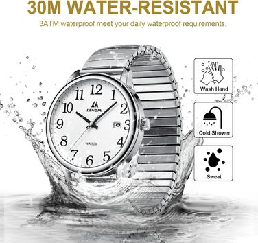 Годинник чоловічий LN LENQIN аналоговий кварцовий білий з датою та сталевим браслетом