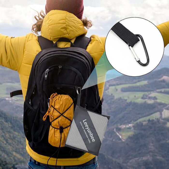 Набір рушників Leeyunbee з мікрофібри (2 шт.) - 160x80 см + 80x40 см, швидковисихаючі, для спорту, подорожей, пляжу (світло-сірий)