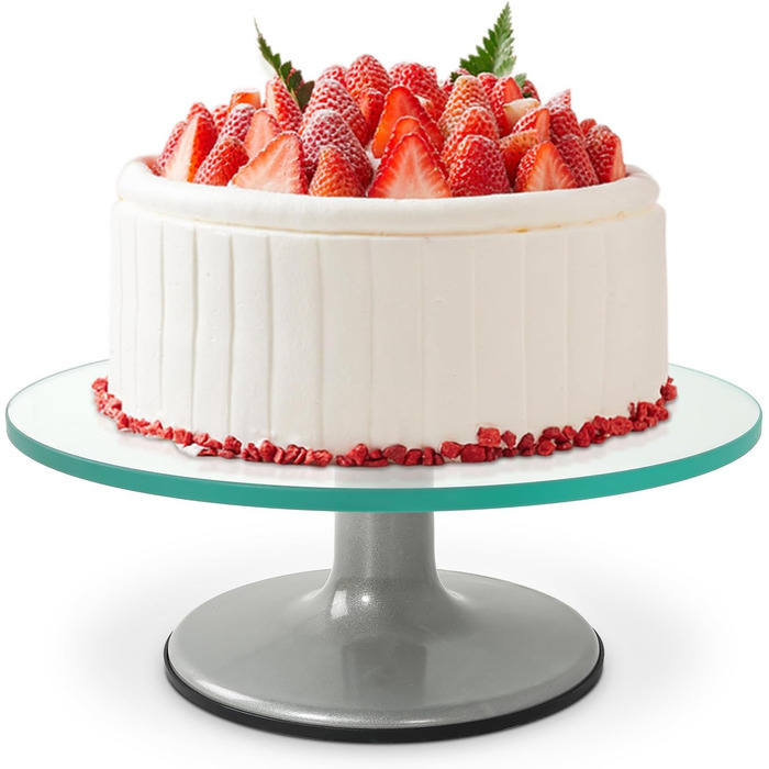 Обертова підставка для тортів Uten: поворотний стіл для випічки, декорування тортів, цукрової глазурі (гартоване скло)