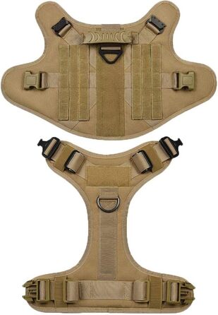 FeimaX Tactical Dog Harness with Handle Military Net Working Tactical Dog Vest Chest Harness for Large Dogs No Pull Adjustable Vest for Walks Training (Brown, S) Brown S