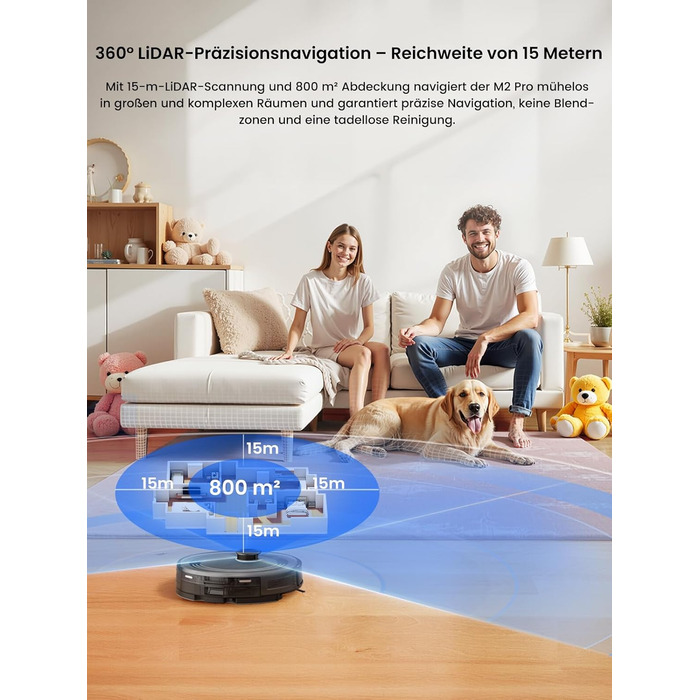 Робот-пилосос LEFANT M1 Pro: з картографією, функцією миття, 5500Pa, для тварин, керування через додаток/Alexa, білий/чорний