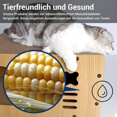 Cat Cave with Scratching Board, XXL Indoor Cardboard Cat House, Scratch Cardboard for Cats, Scratching Pad Lounge, Durable Cat Toy 55 * 29 * 28cm (Cat Head)