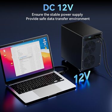Корпус для жорстких дисків 10Gbps з алюмінію Dual Bay з вентилятором для 2.5/3.5 SATA HDD/SSD з USB A/C 3.2, підтримка Hot Swappable, Daisy Chain, без інструментів, DAS (НЕ RAID/NAS)