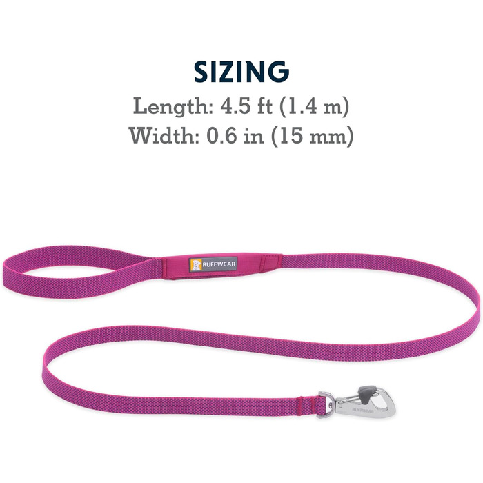 RUFFWEAR Dog Lead Hi & Light, Strong Lead with Integrated Storage Pouch and Secure Crux Clip, Compactly Foldable to Pocket Size, Alpenglow Pink