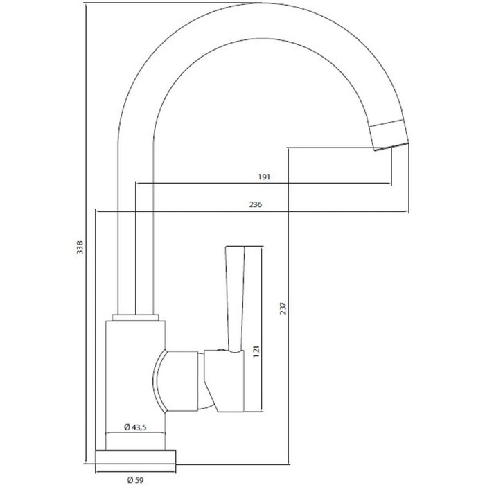 Кран кухонний SCHÜTTE Cornwall з поворотним виливом 360°, однорегуляторний, для мийки, чорний, високий тиск