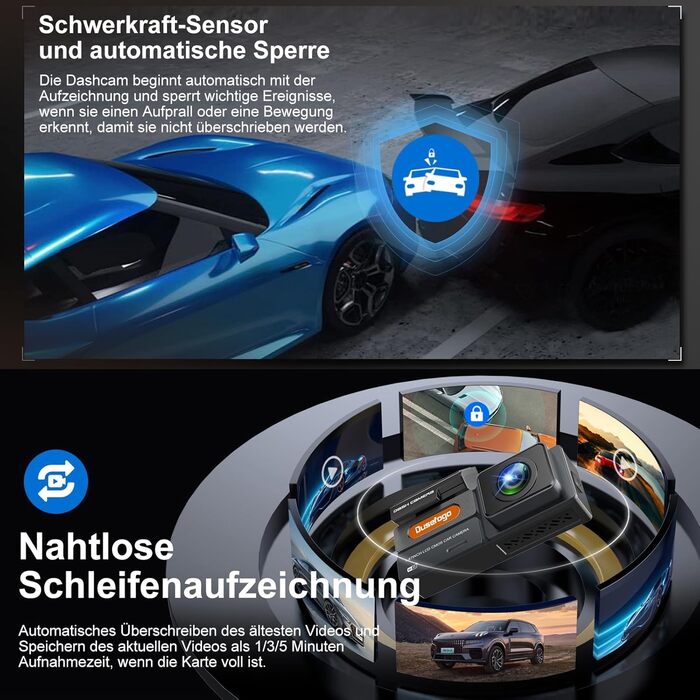 Відеореєстратор Auto Dashcam 2K з Wi-Fi, 64GB, Super Нічне Бачення, 170° Широкий Кут, G-сенсор, Циклічна Запис, IPS-дисплей, 24h Паркінг з Детектором Руху