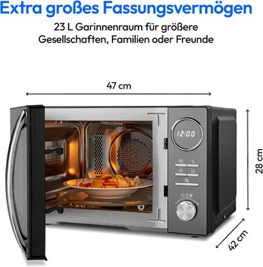 Мікрохвильова піч MEDION 3 в 1 з грилем та конвекцією (23 л, 900 Вт, 10 автопрограм, чорна) MD11493