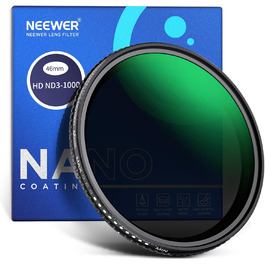 Фільтр ND3-ND1000 Neewer (46 мм) з регульованою щільністю, HD-скло, подвійне покриття, водонепроникний, для фото та відео