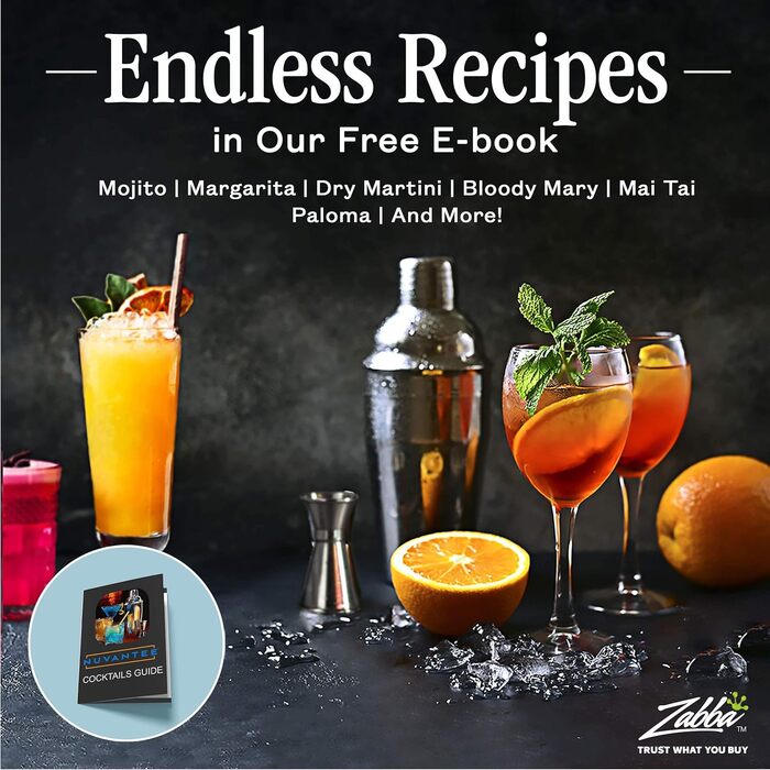 Набір для приготування коктейлів Nuvantee - Преміум барменський набір 0.7л з мірним стаканчиком та рецептами - шейкер, міксер, стейнер