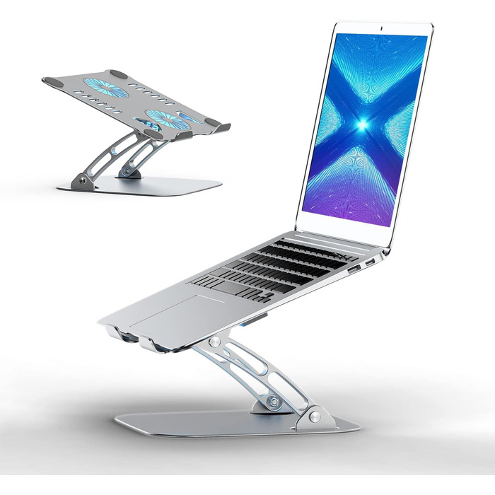 Підставка для ноутбука з регулюванням висоти та RGB вентилятором, складна, з алюмінієвого сплаву, для ноутбуків 10-17