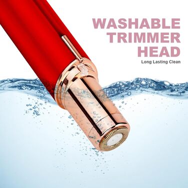 Електричний прилад для видалення волосся з обличчя URAQT для жінок, USB, безболісний триммер для обличчя, тіла, губ та підборіддя з LED-підсвічуванням, рожеве золото (червоний)