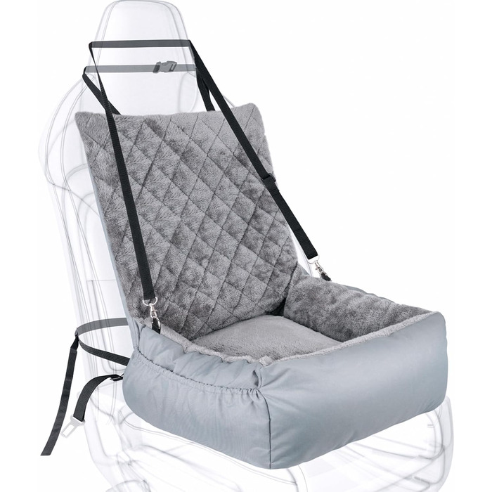 Автокрісло для собак SIVEIS - зручне ліжко з кишенею, захист від подряпин, з ременем безпеки (02-Сіро-блакитний)