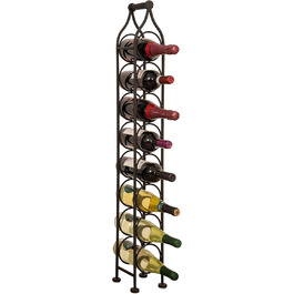 Biscottini Wrought Iron Bottle Rack 12xR12x105cm - Wine Rack with Antiqued Black Finish - Bottle Holder with 8 Bottle Spaces