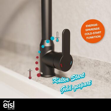 Кран кухонний гнучкий EISL Flexo з нержавіючої сталі/чорний, 360° обертання, високий вилив, Soft-Touch шланг, 2 функції, NI186FLNIB