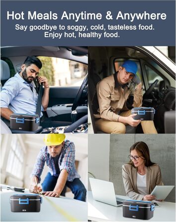 Електрична ланчбокс Kimfead з термоіндикатором, 1.8л, 80W, 12V/24V/230V, для авто/офісу, з сумкою та столовими приборами
