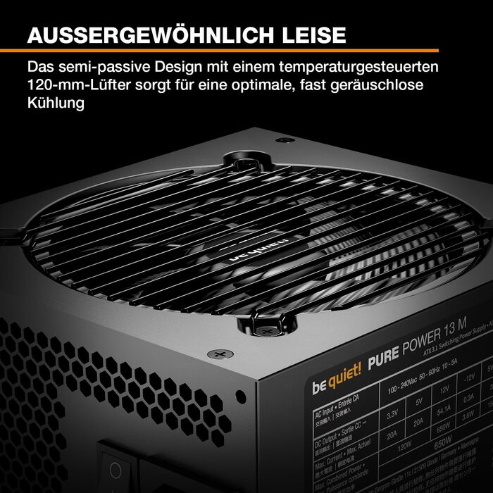 Блок живлення be quiet! Pure Power 13 M 650W, ATX 3.1, 80+ Gold, повністю модульний